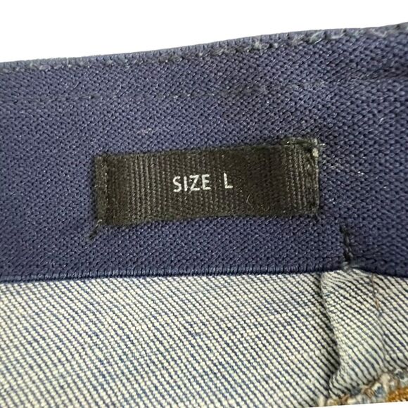 Risen Jeans Womens High Rise Distressed Frayed Hem Pull On Flare Jeans Large - Picture 7 of 10